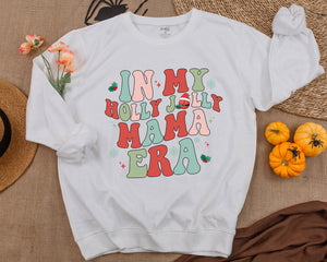 In My Holly Jolly Mama Era Christmas Sweatshirt, Winter Family Outfits, Mommy and Me, Mom Baby Outfit, Family Matching, Baby Shower Gift