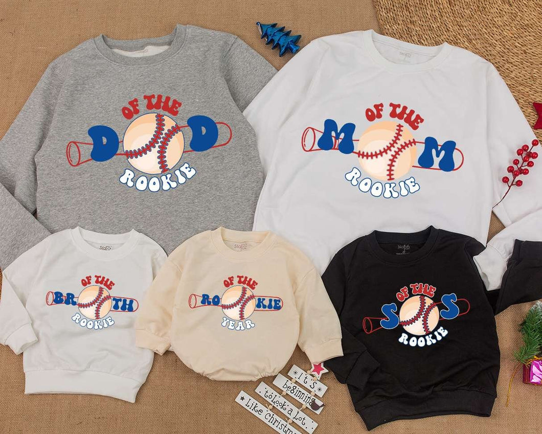 Family Of The Rookie Sweatshirt, Baseball Lover Gift Shirts, Matching Gameday Supporter, Daddy Mommy Of The Year Outfits, Baby Shower Gift