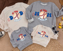 Load image into Gallery viewer, Family Of The Rookie Sweatshirt, Baseball Lover Gift Shirts, Matching Gameday Supporter, Daddy Mommy Of The Year Outfits, Baby Shower Gift
