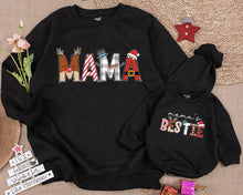 Load image into Gallery viewer, Mama And Mama&#39;s Bestie Christmas Sweatshirt, Winter Family Outfits, Mommy and Me, Mom Baby Gift, Family Matching Clothes, Baby Shower Gift
