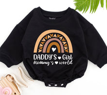 Load image into Gallery viewer, Daddy&#39;s Girl Mommy&#39;s World Romper, Daddy&#39;s Girl Romper, Daddy Daughter Clothes, Father&#39;s Day Gift, Daddys Girl Outfit, Newborn for Girls
